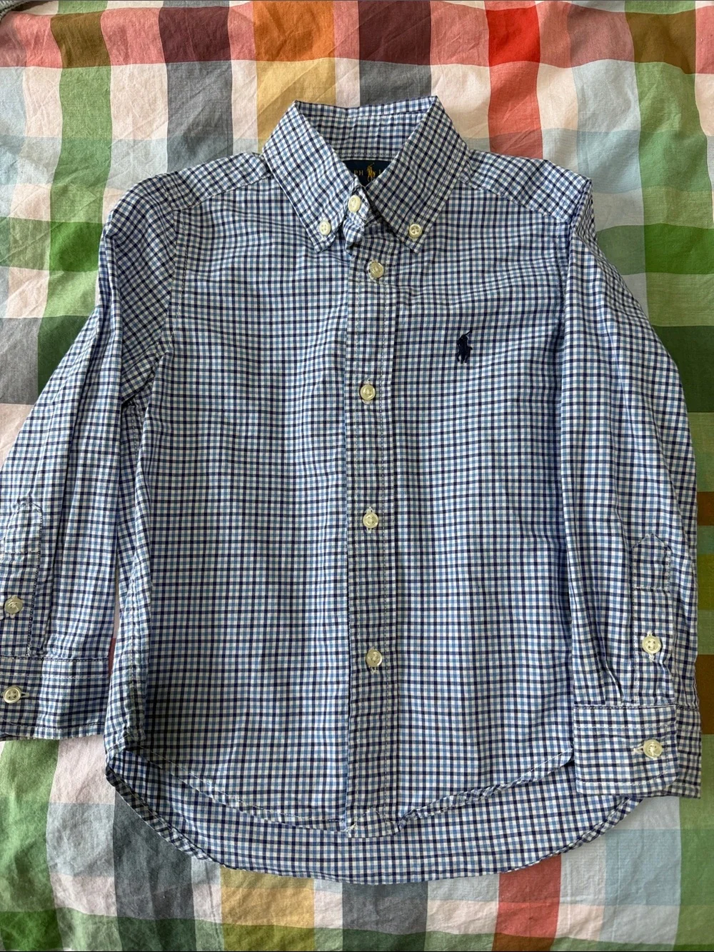 Ralph Lauren Blue & White Gingham Button-Down Shirt 3T